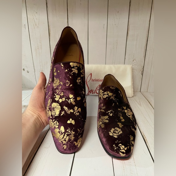 Christian Louboutin Colonnaki Velvet Jacquard Loafer Bordeaux Sz 44 / 11 main image 7